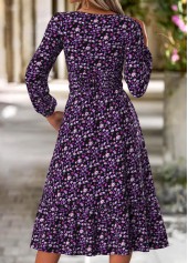Purple Double Side Pockets Ditsy Floral Print Dress | thumb picture 