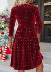 Wine Red Tummy Coverage Short Long Sleeve Dress | thumb picture 