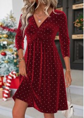 Wine Red Tummy Coverage Short Long Sleeve Dress | thumb picture 