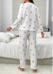 White Floral Print Long Sleeve Lounge Top and Pants | thumb picture 