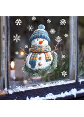 Christmas Dusty Blue Snowman Print Glass Stickers