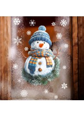 Christmas Dusty Blue Snowman Print Glass Stickers