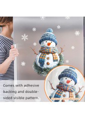 Christmas Dusty Blue Snowman Print Glass Stickers