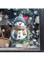 Christmas Dusty Blue Snowman Print Glass Stickers