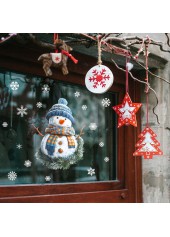 Christmas Dusty Blue Snowman Print Glass Stickers