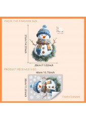 Christmas Dusty Blue Snowman Print Glass Stickers