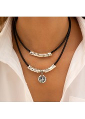 Silver Round Embossed Alloy Necklace Set