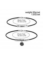 Silver Round Embossed Alloy Necklace Set | thumb picture 