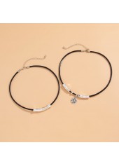 Silver Round Embossed Alloy Necklace Set | thumb picture 