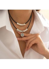 Silver Round Embossed Alloy Necklace Set | thumb picture 