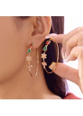 Christmas Tree Golden Snowflake Alloy Earrings