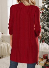 Wine Red Tummy Coverage Long Sleeve Draped Neck Coat | thumb picture 