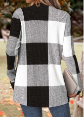 Black Tummy Coverage Plaid Long Sleeve Coat | thumb picture 