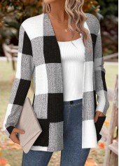 Black Tummy Coverage Plaid Long Sleeve Coat | thumb picture 