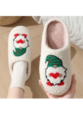 Christmas White Santa Claus Print Closed Toe Falt