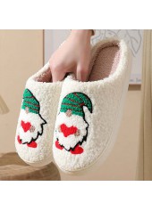 Christmas White Santa Claus Print Closed Toe Falt