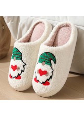 Christmas White Santa Claus Print Closed Toe Falt