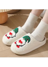 Christmas White Santa Claus Print Closed Toe Falt