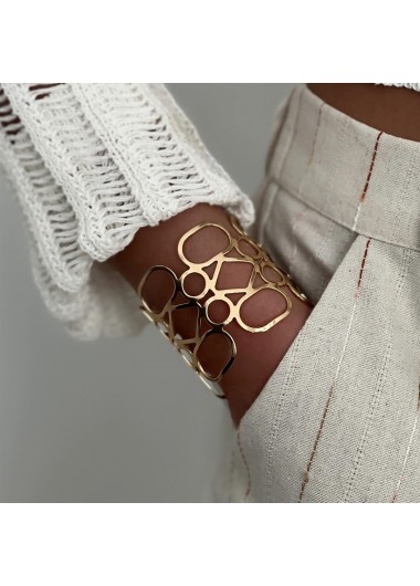 women clothes image of Golden Color Alloy Detail Openwork Bangle
