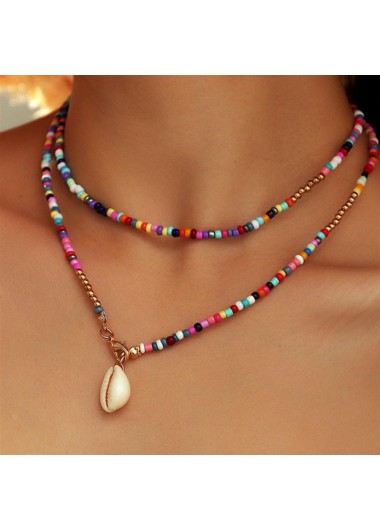 women clothes image of Multi Color Shell Acrylic Detail Necklace
