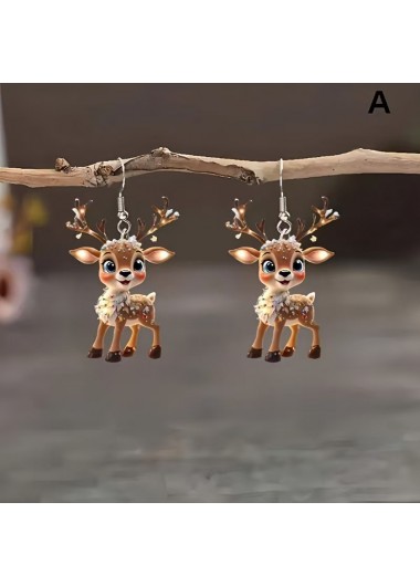 women clothes image of Christmas Dark Camel Reindeer Acrylic Earrings