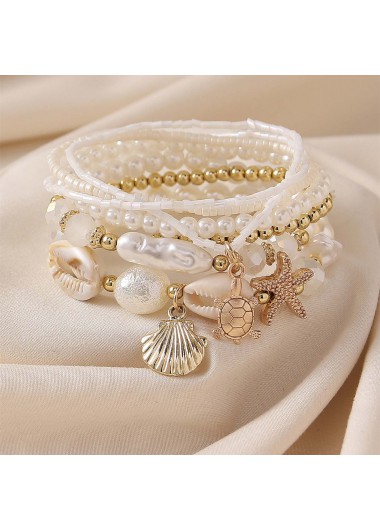 women clothes image of Christmas Beige Shell Acrylic Detail Bracelets