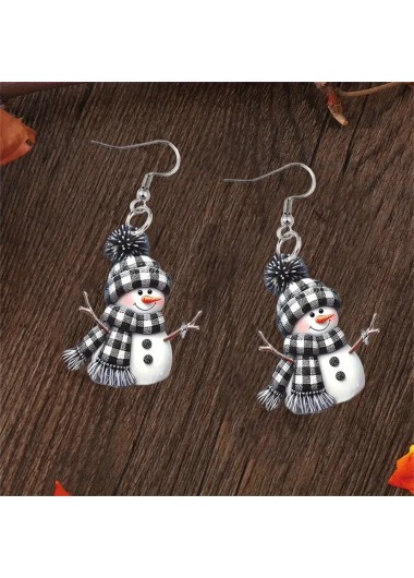 women clothes image of Christmas Black Snowman Design Acrylic Earrings