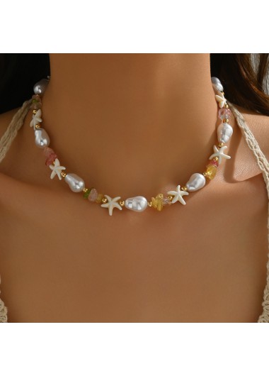 women clothes image of Golden Starfish Irregular Pearl Beaded Necklace