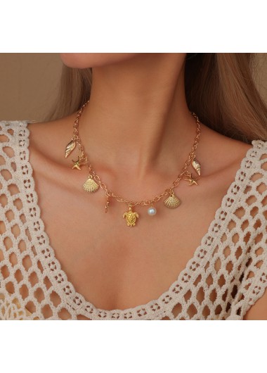 women clothes image of Golden Shell Starfish Pearl Alloy Necklace