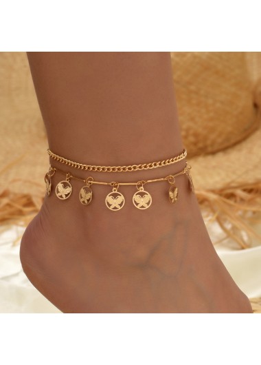 women clothes image of Golden Color Butterfly Alloy Detail Anklets