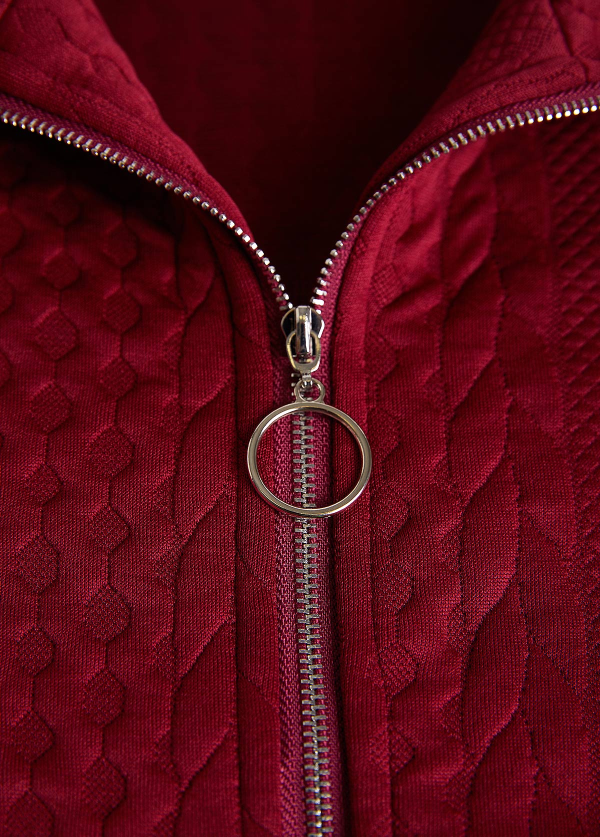 Wine Red Jacquard Sleeveless Stand Collar Waistcoat | picture 