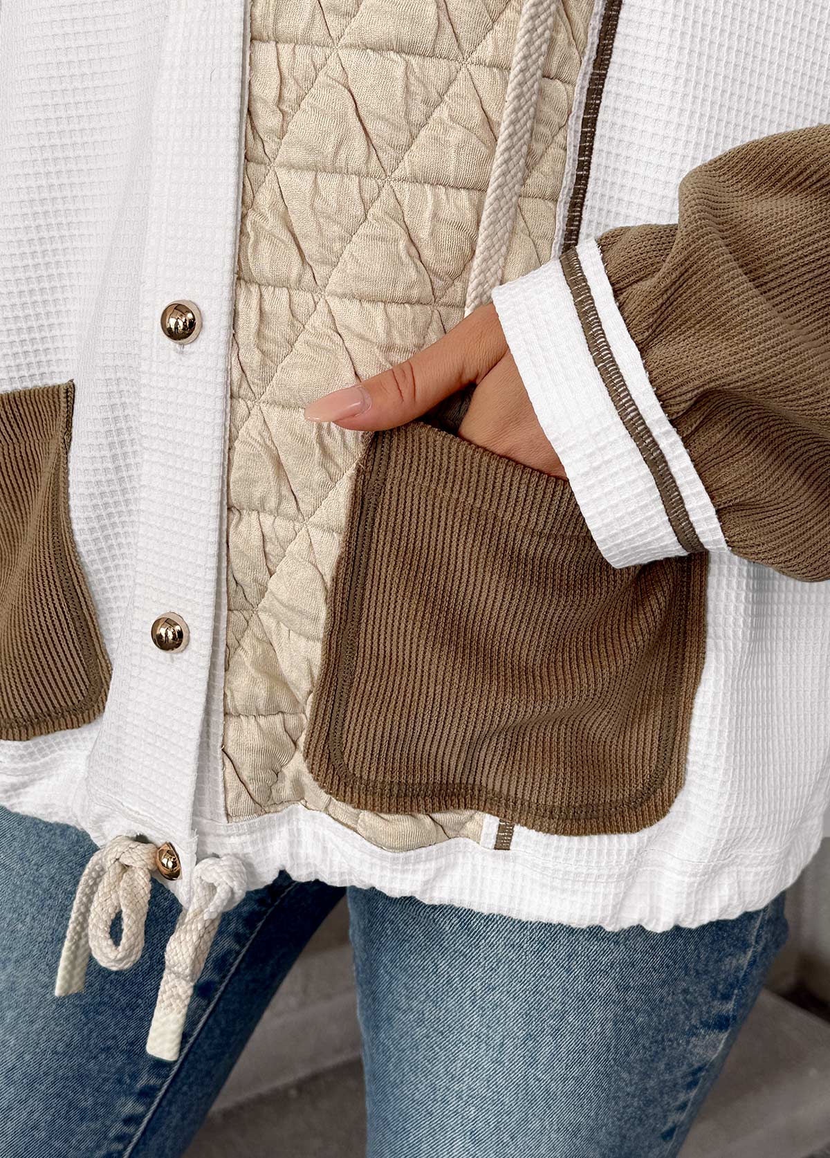 Light Coffee Tummy Coverage Long Sleeve Hooded Coat | picture 