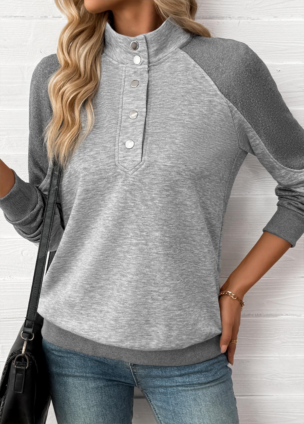 Light Grey Marl Tummy Coverage Long Sleeve Sweatshirt | picture 