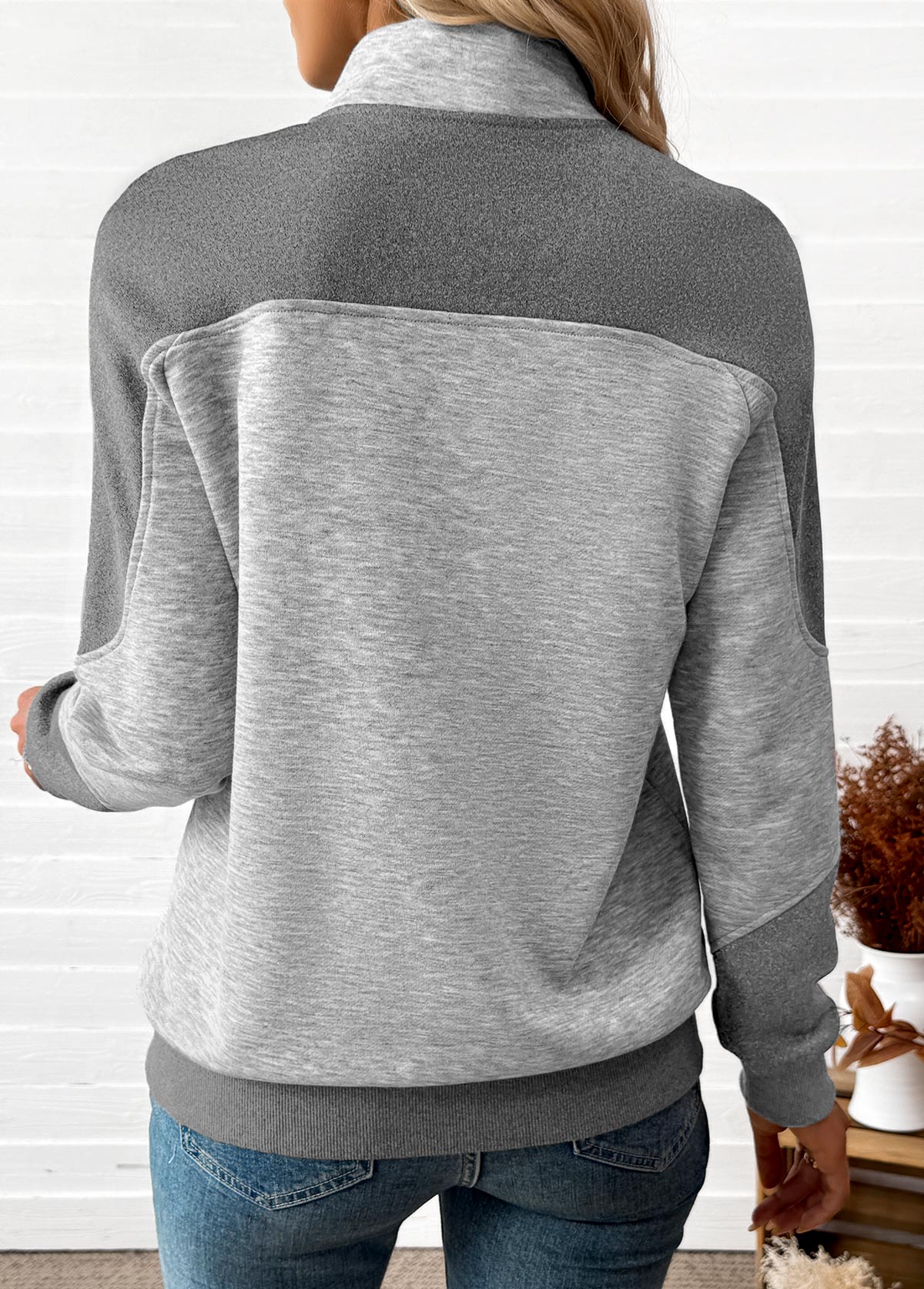 Light Grey Marl Tummy Coverage Long Sleeve Sweatshirt | picture 
