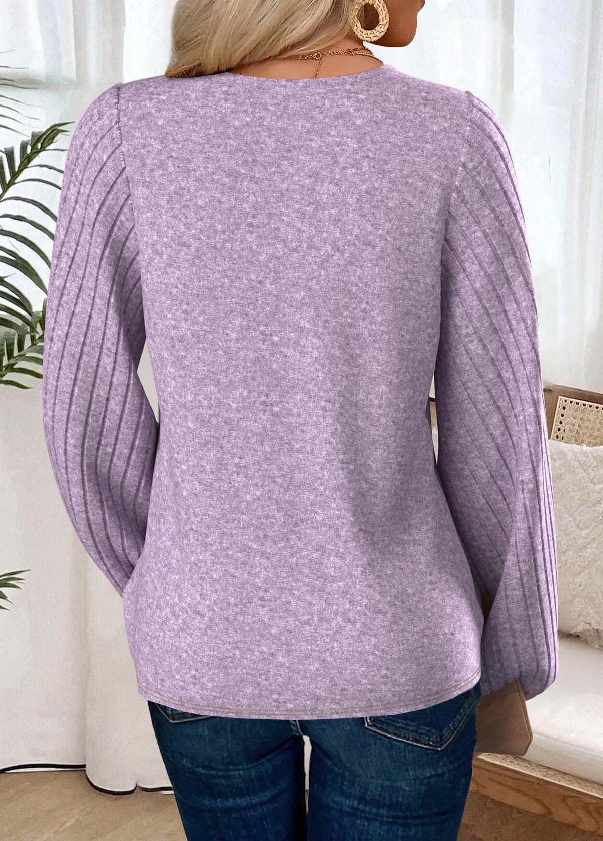 Light Purple Tummy Coverage Long Sleeve T Shirt | picture 