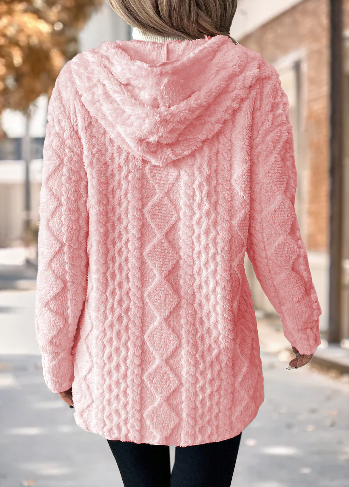 Light Pink Tummy Coverage Long Sleeve Hooded Coat | picture 