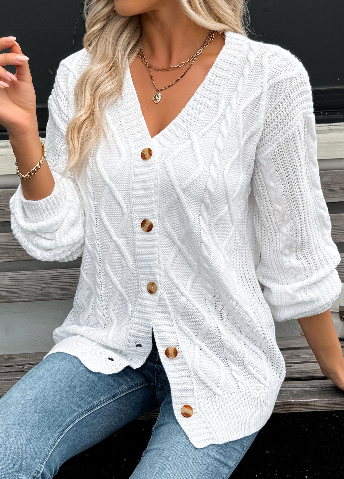 White Tummy Coverage Long Sleeve Cardigan | picture 
