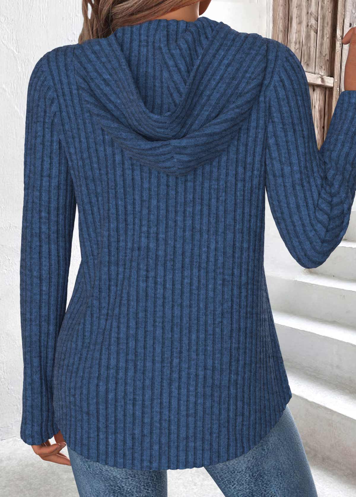 Navy Tummy Coverage Long Sleeve Hoodie | picture 