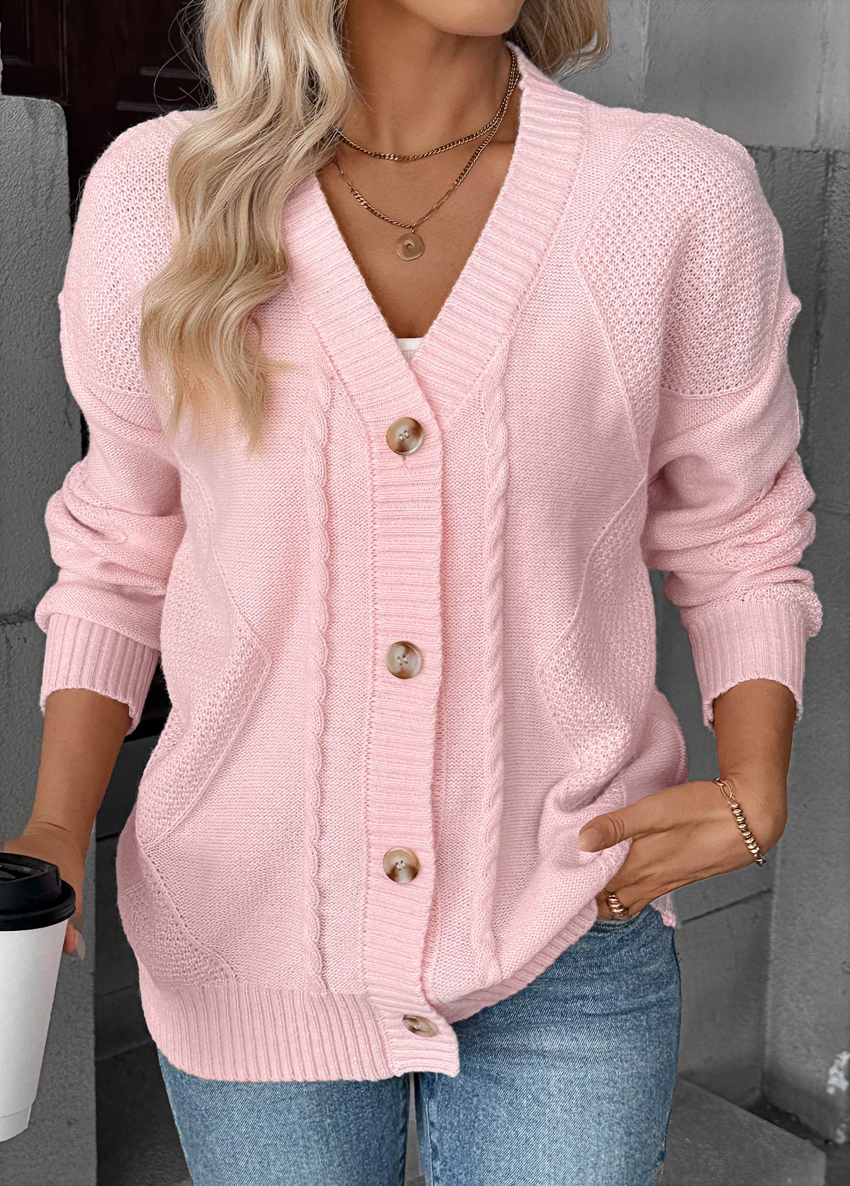 Pink Tummy Coverage Long Sleeve Sweater | picture 