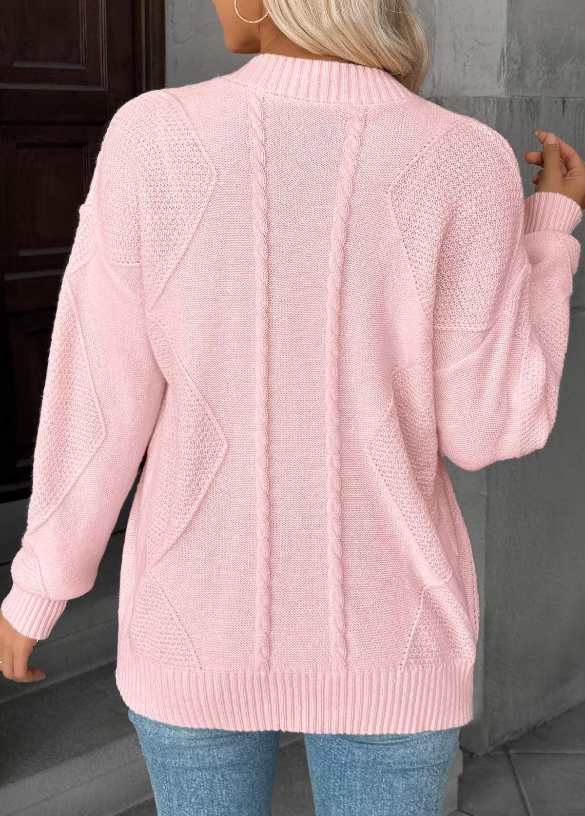 Pink Tummy Coverage Long Sleeve Sweater | picture 