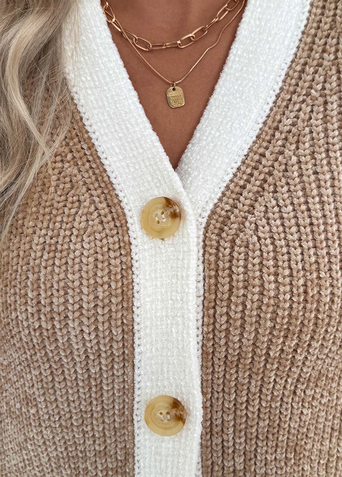 Light Camel Tummy Coverage Striped Long Sleeve Cardigan | picture 