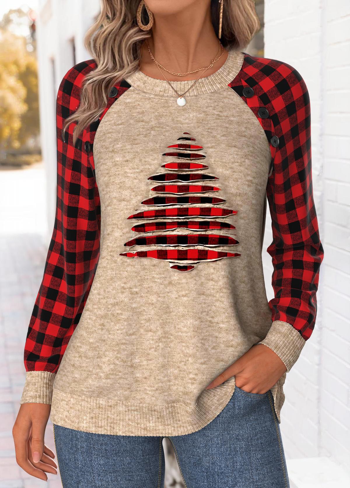 Christmas Light Camel Tummy Coverage Long Sleeve Sweatshirt | picture 