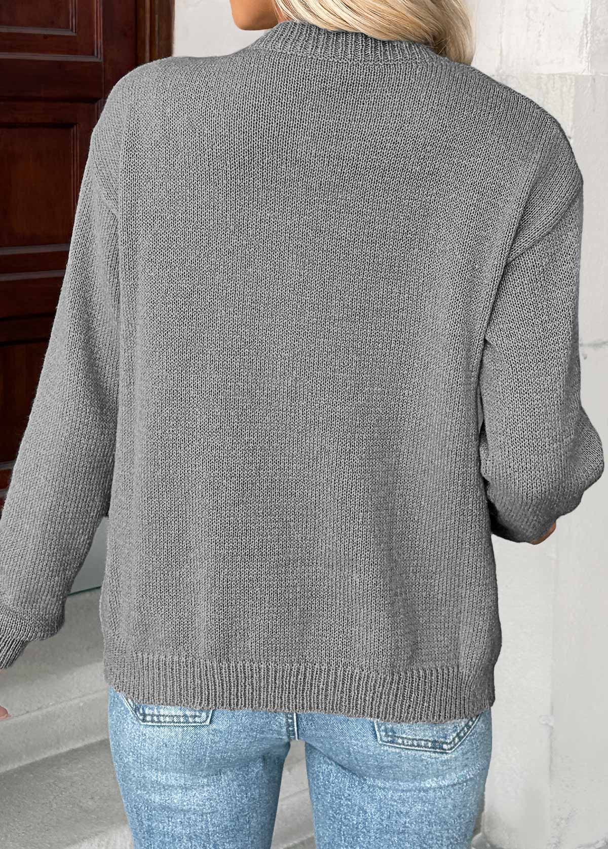 Grey Tummy Coverage Plants Print Long Sleeve Cardigan | picture 