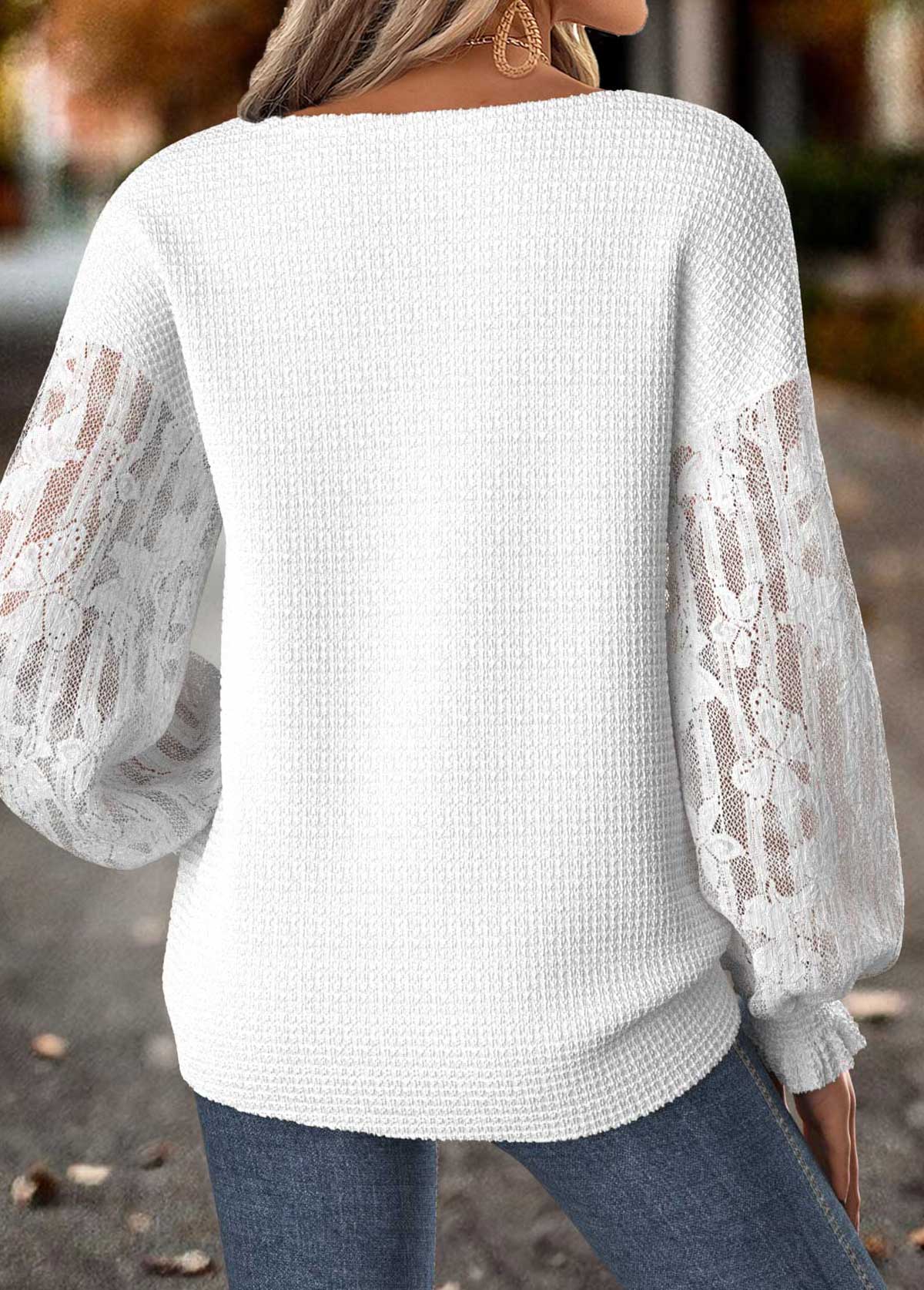 Raw White Tummy Coverage Geometric Print Long Sleeve Sweatshirt | picture 