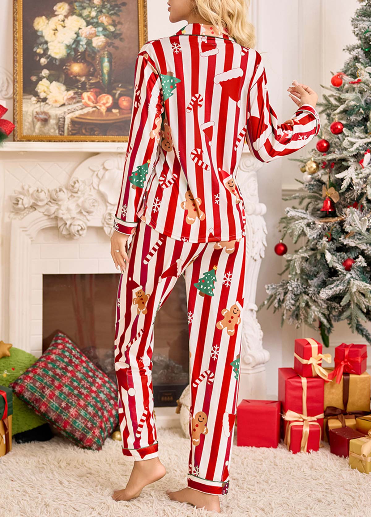 Christmas Red Long Sleeve Lounge Top and Pants | picture 