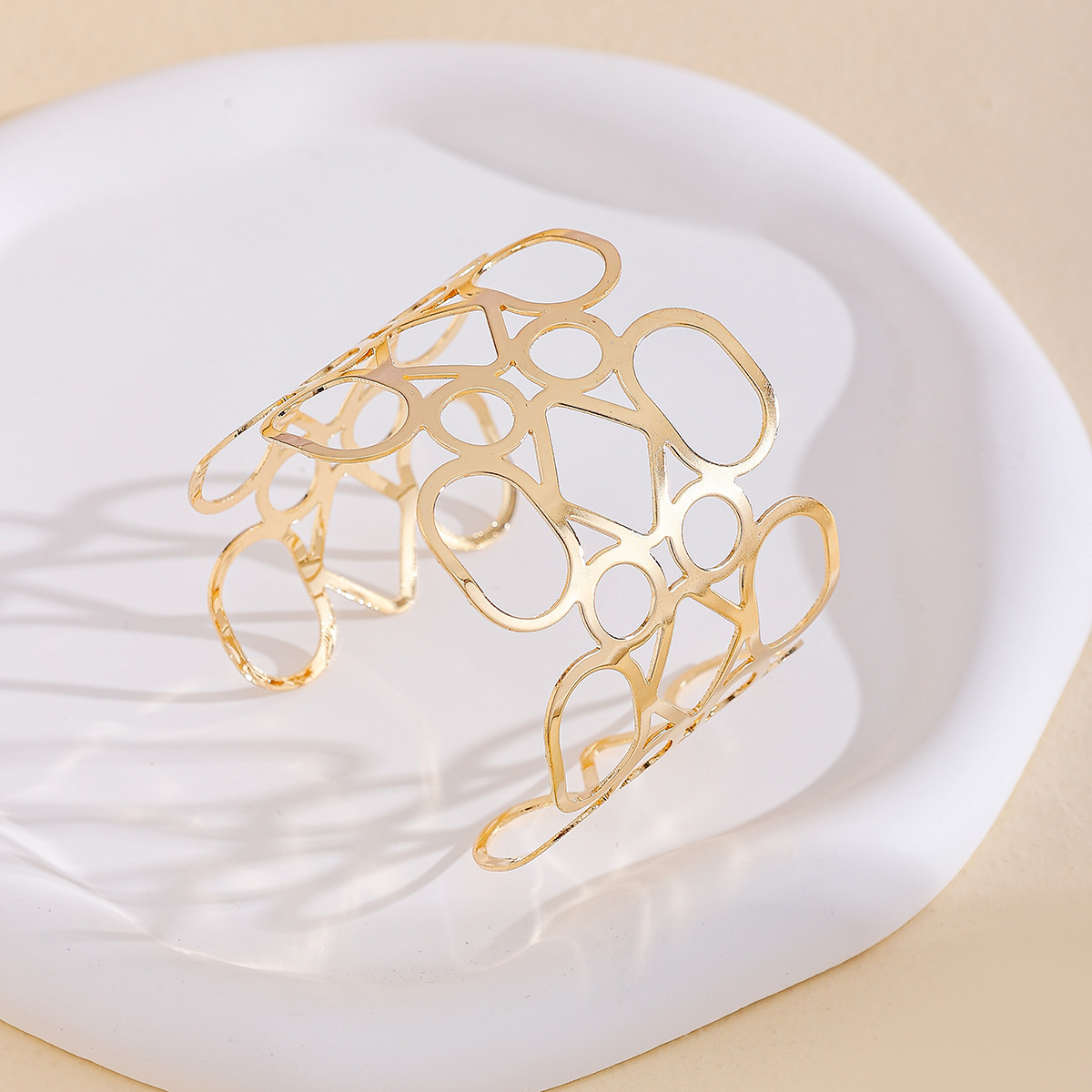 Golden Color Alloy Detail Openwork Bangle | picture 