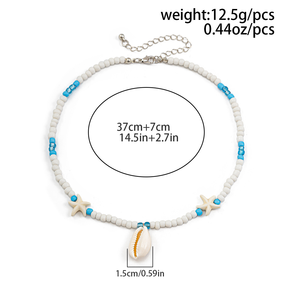 Beige Shell Starfish Seed Beads Necklace | picture 