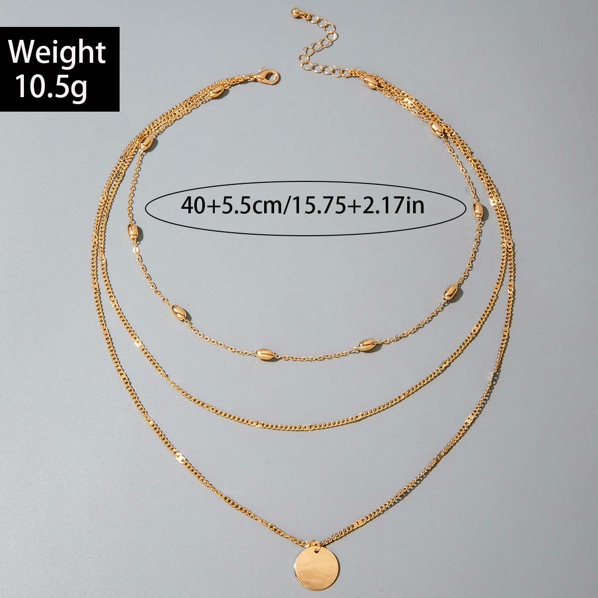 Golden Layered Round Design Alloy Necklace | picture 