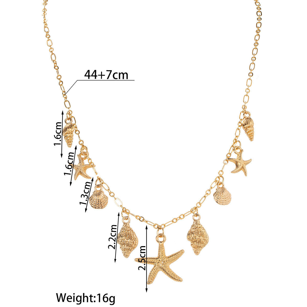 Golden Shell Starfish Design Alloy Necklace | picture 
