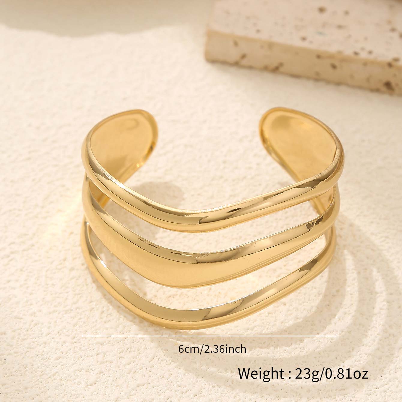 Golden Hollow Irregular Design Metal Bangle | picture 